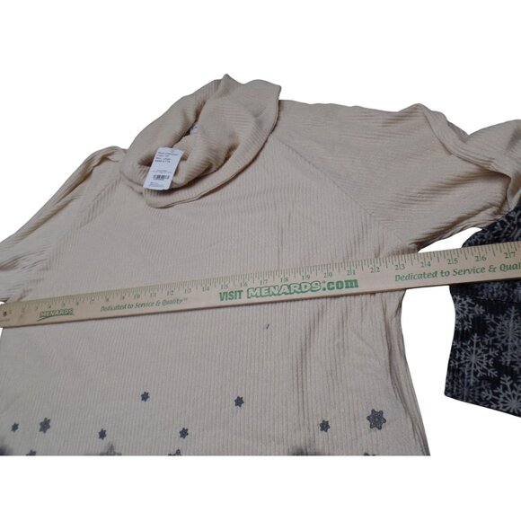 Womens Simple Suzanne Betro Snowflake Cowl Neck Sweater Large Beige & Black  L - Picture 4 of 5